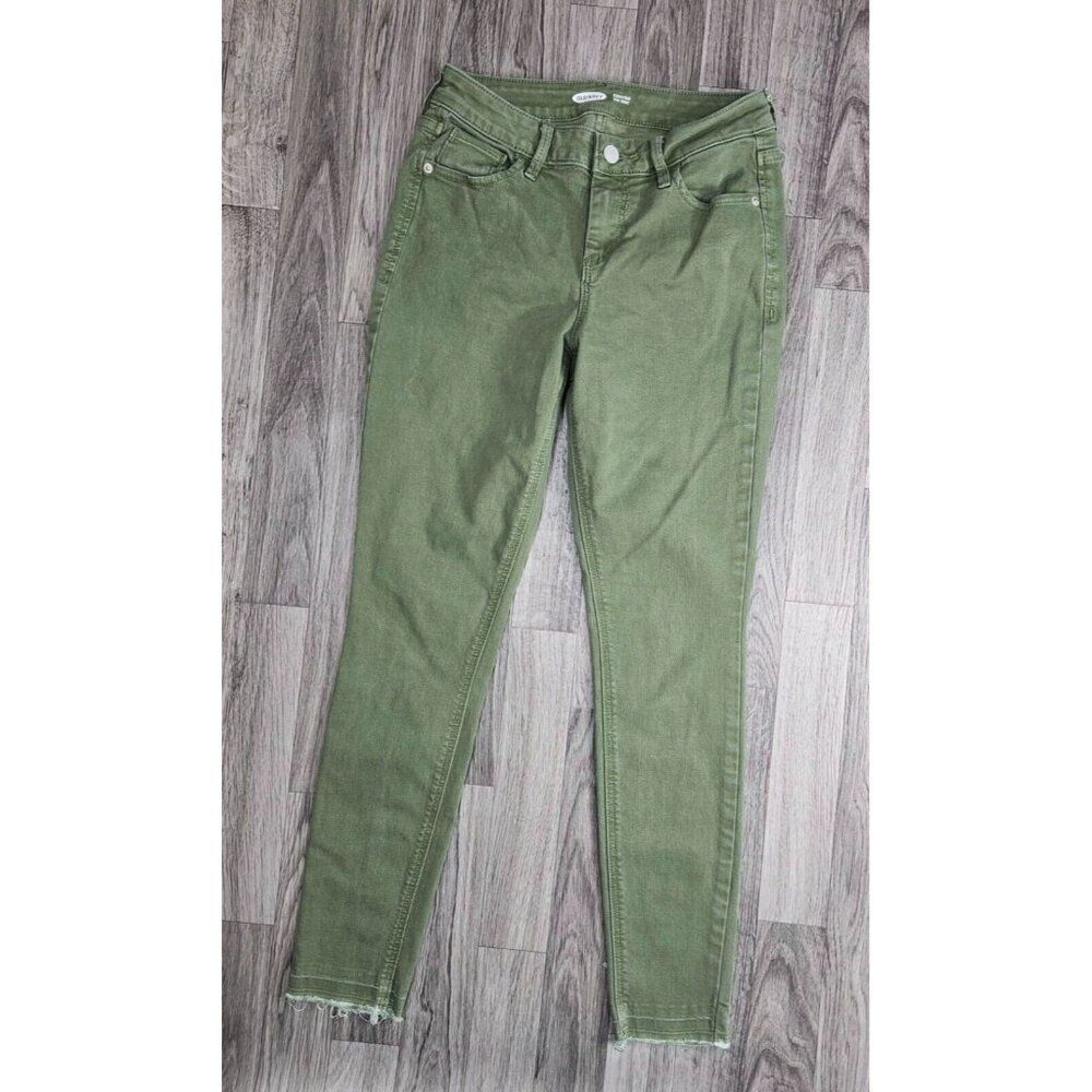 Old Navy Womens Size 2 Pockets Rockstar Super Skinny Olive Green Denim Jeans